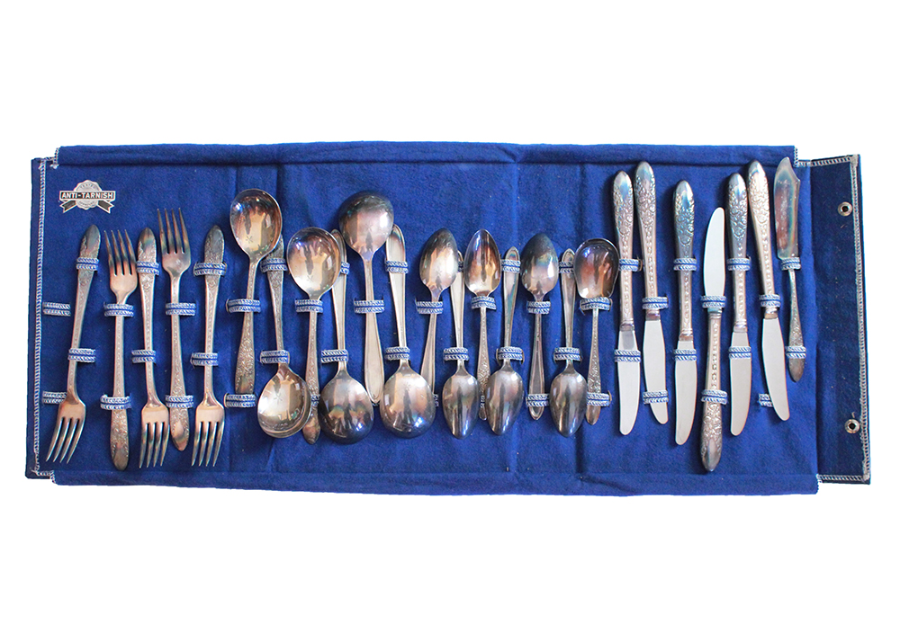 Vintage National Silver Co. Silverplate "Rose and Leaf" Flatware