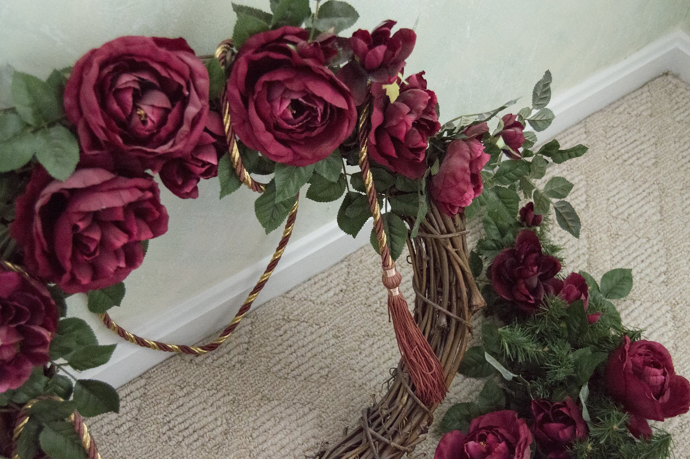 Red Artificial Hanging Floral Arrangement