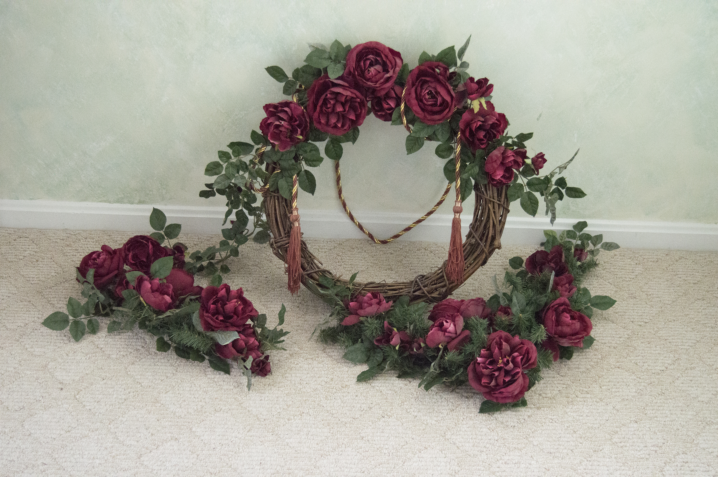 Red Artificial Hanging Floral Arrangement