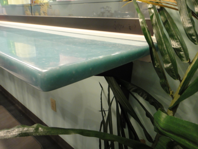 Turquoise Corian Counter with Supports