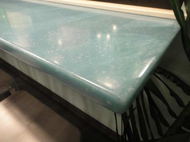 Turquoise Corian Counter with Supports