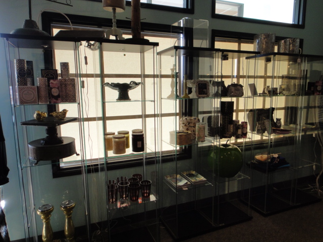 Six Individual Metal and Glass Display Shelves