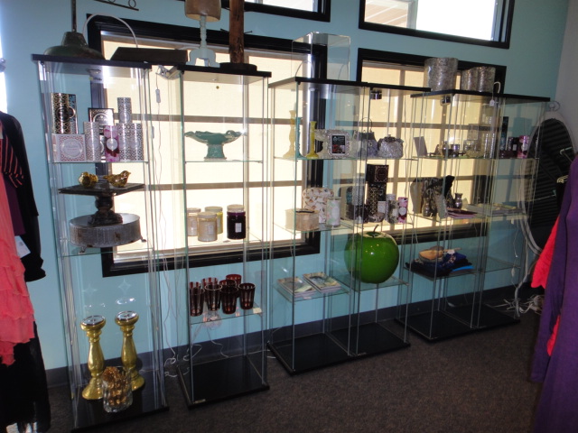 Six Individual Metal and Glass Display Shelves