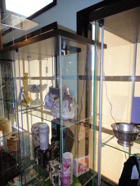 Six Individual Metal and Glass Display Shelves