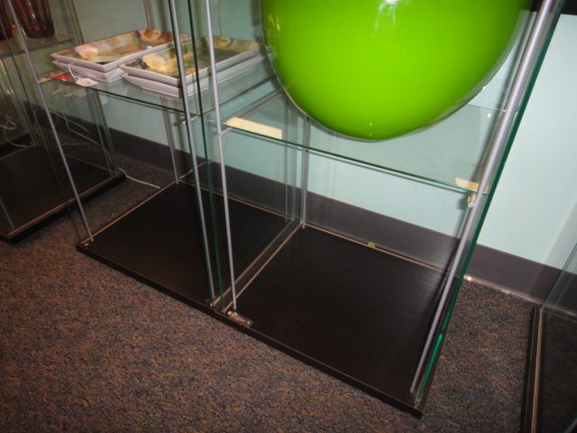 Six Individual Metal and Glass Display Shelves