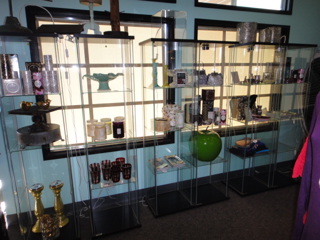 Six Individual Metal and Glass Display Shelves