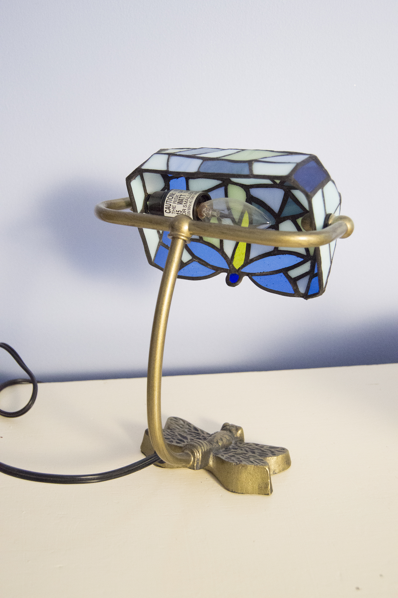 Elements Dragonfly Stained Glass Desk Lamp