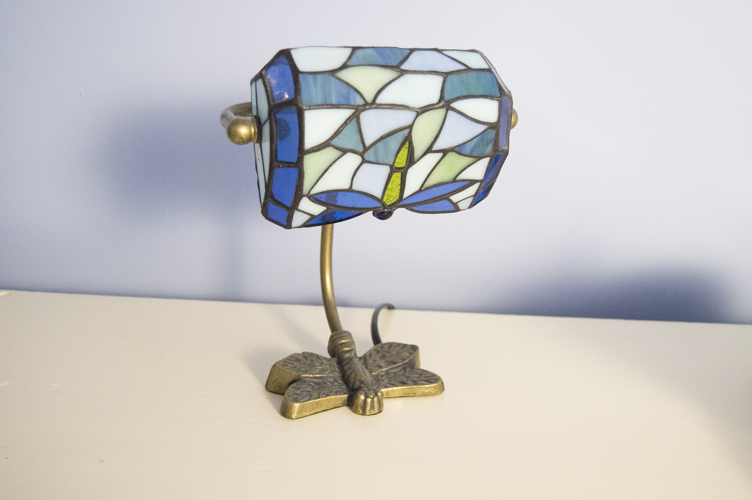 Elements Dragonfly Stained Glass Desk Lamp