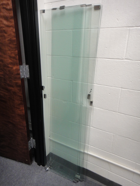 Six Individual Metal and Glass Display Shelves