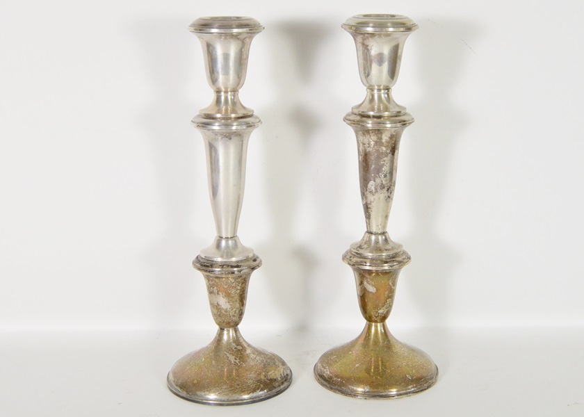 Pair of Empire Weighted Sterling Silver Candlsticks