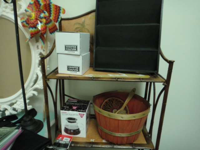 Vintage Wood Table, Small Book Shelf and More