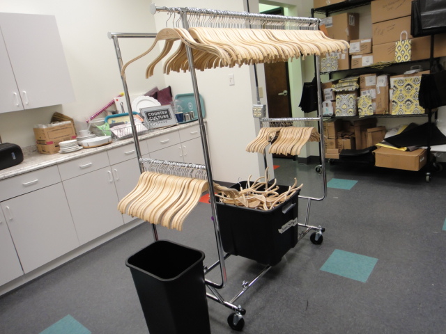 Cloths Rack on Rollers and Wooden Hangers
