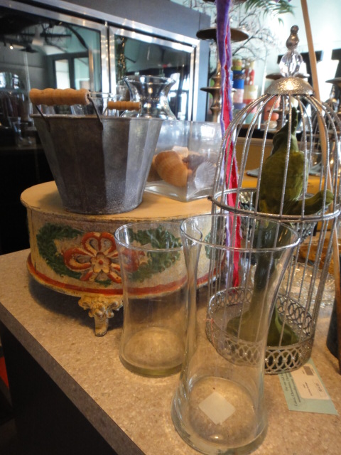 Silver Tone Candleholders, Bird Cage, Vases and Other Items