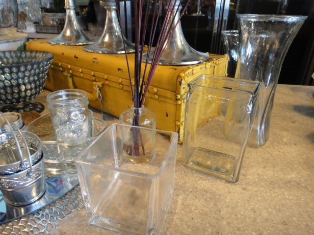 Silver Tone Candleholders, Bird Cage, Vases and Other Items