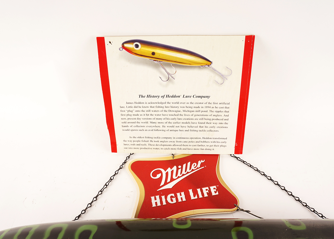 Miller High Life Lite and Heddon Lure Company Sign