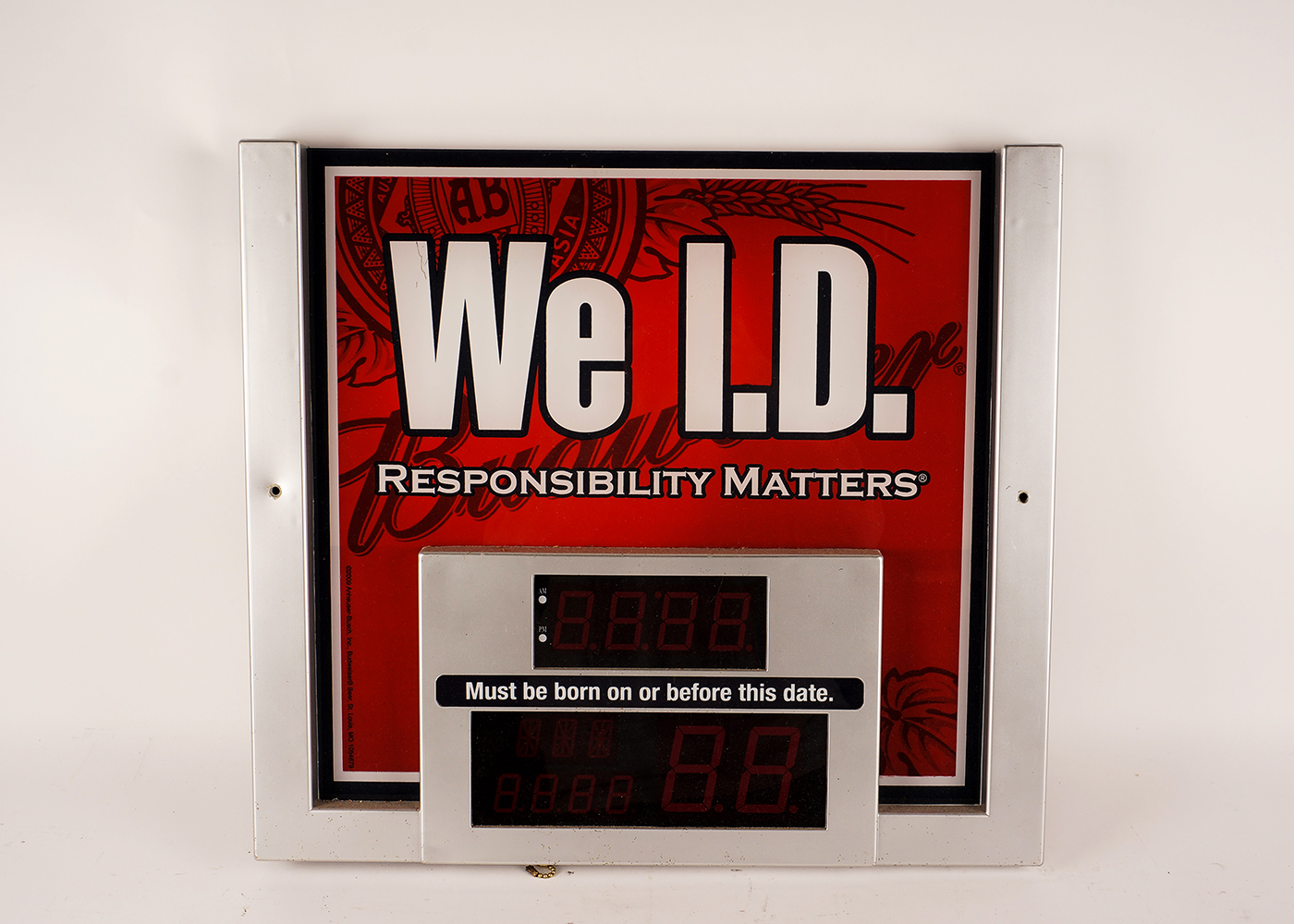 "WE I.D." Digital Readout Bar Sign