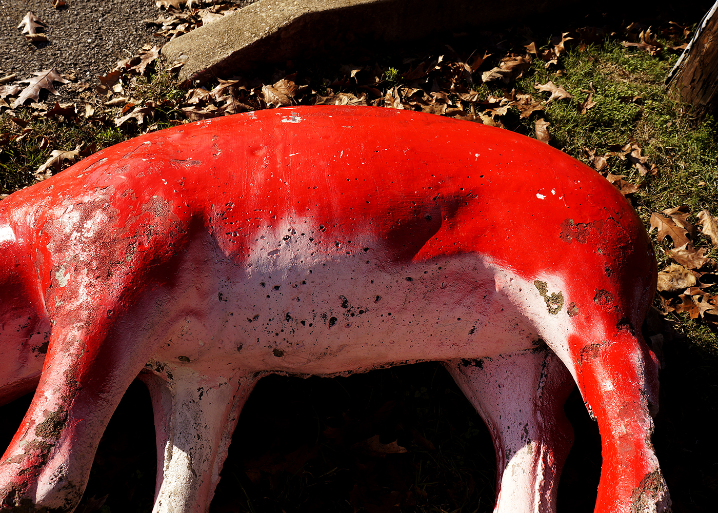 Large Red Concrete Pig