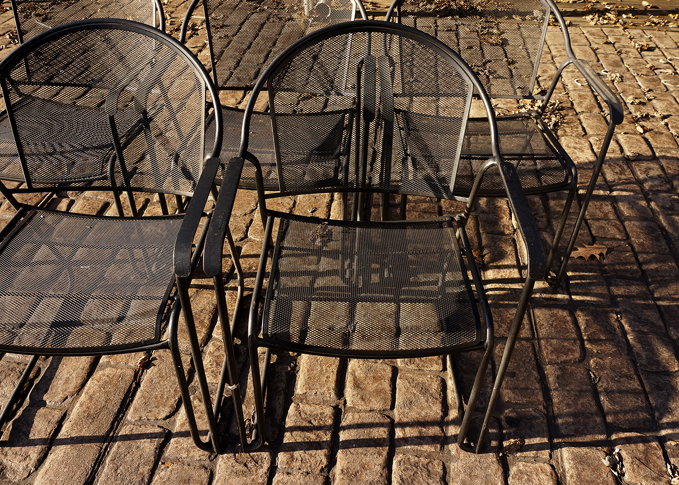 Set of Five Stacking Metal Patio Chairs