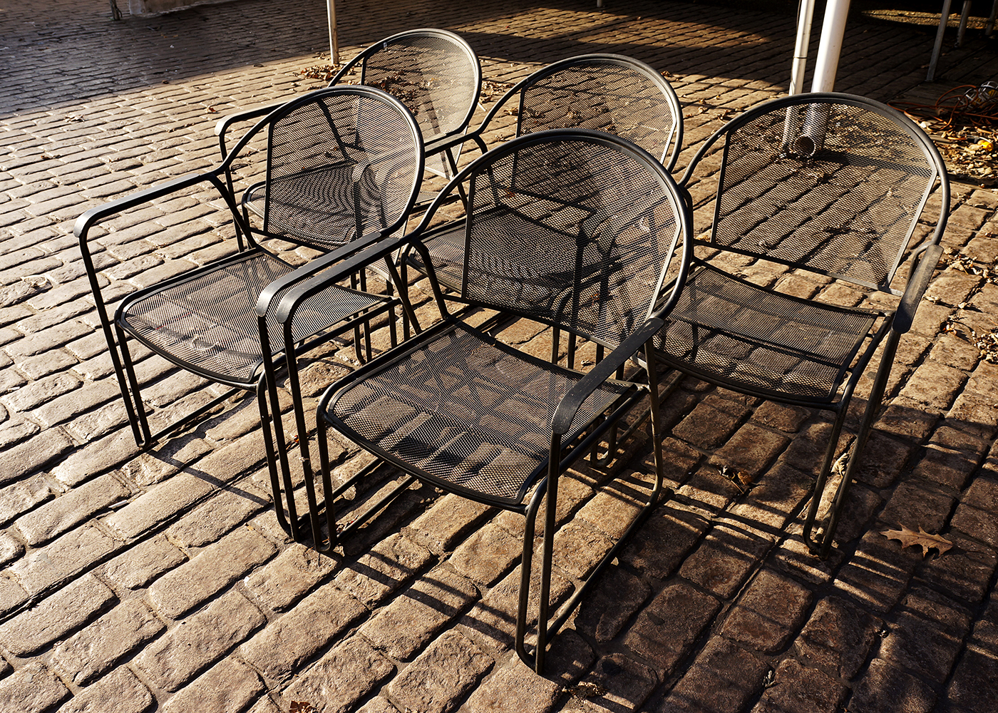 Set of Five Stacking Metal Patio Chairs