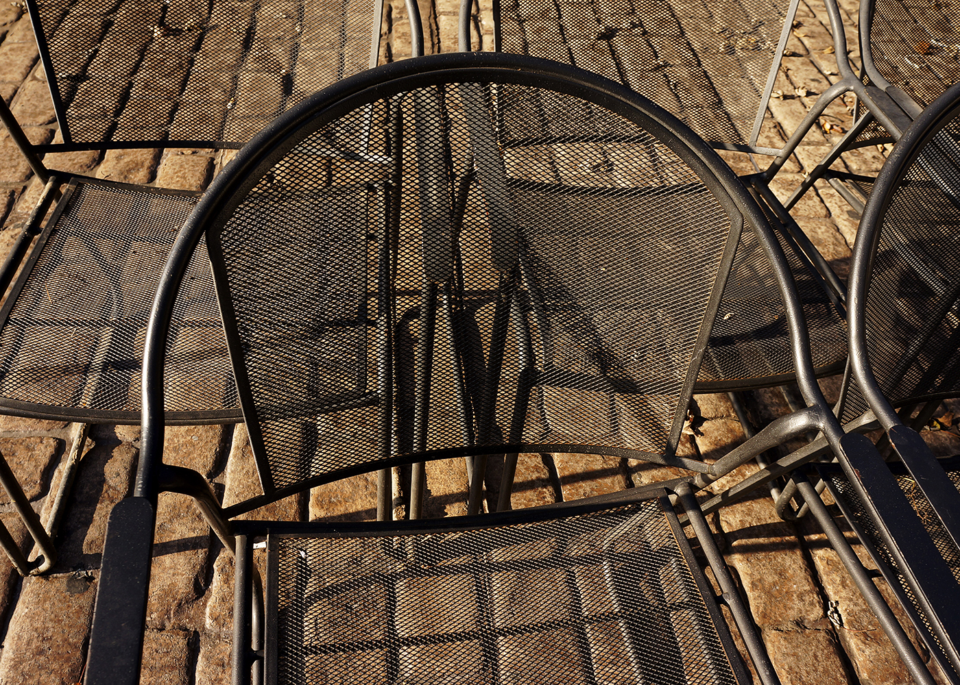 Set of Five Stacking Metal Patio Chairs