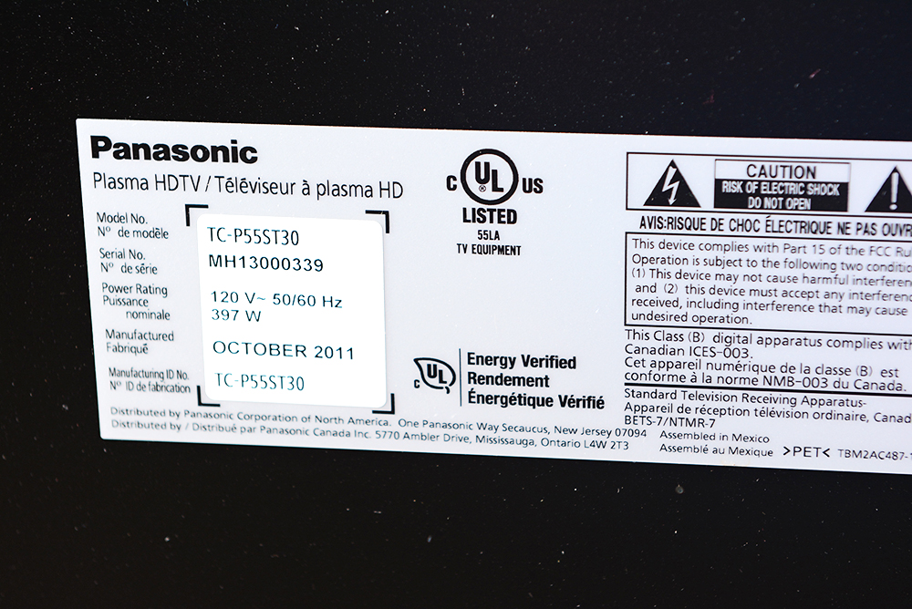 Panasonic 55" Plasma Television with 3D