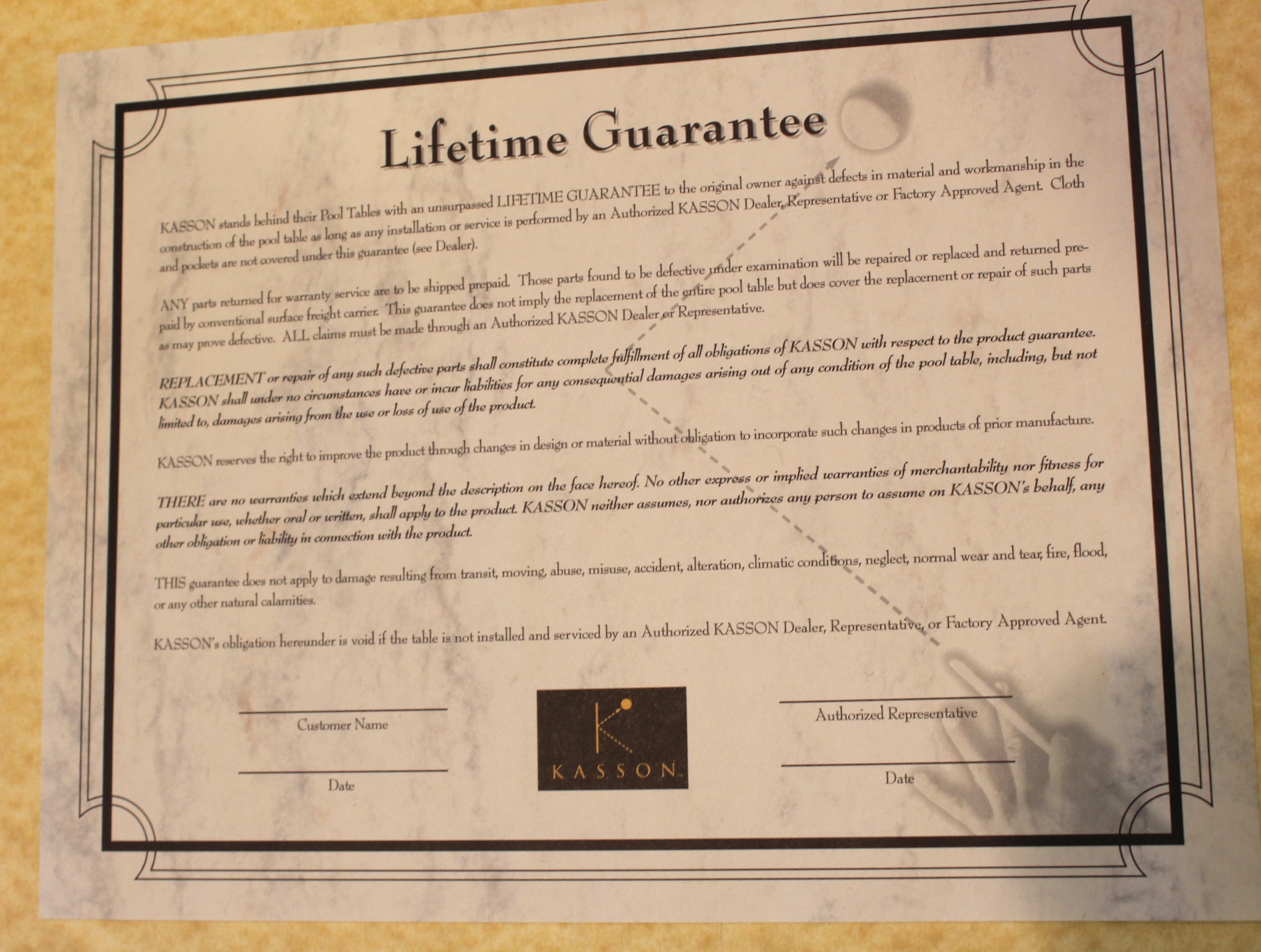 Kasson Oak Billiards Table