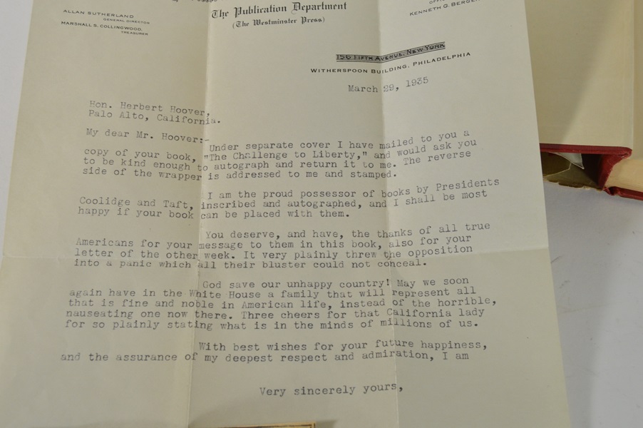 "The Challenge to Liberty" Signed by Author Herbert Hoover