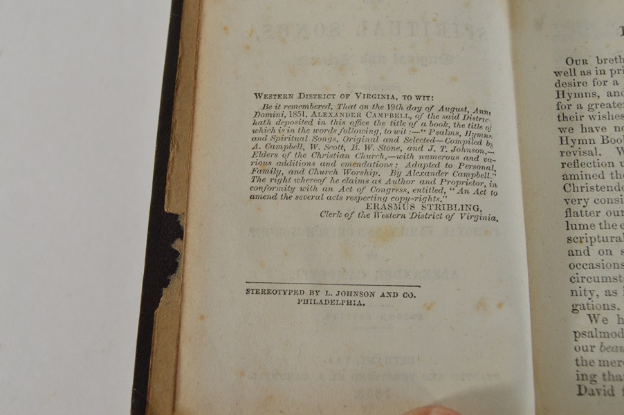 1853 Psalms, Hymns, and Spiritual Songs