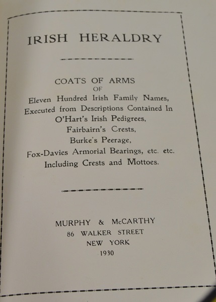 1930 Irish Heraldry and Irish Pedigrees Booklet