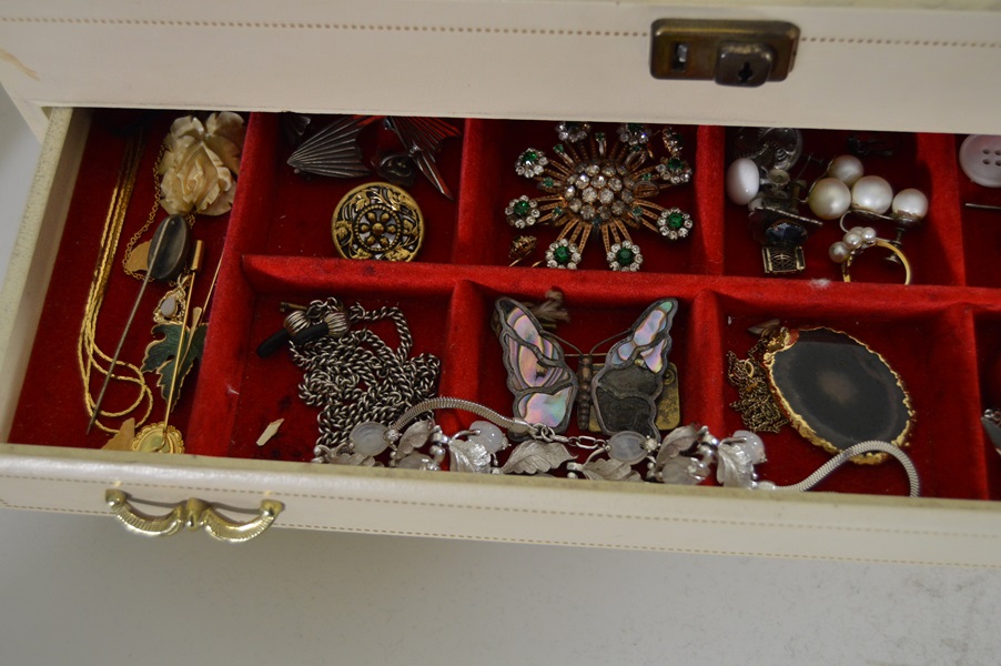 Assortment of Vintage Costume Jewelry in Jewelry Box