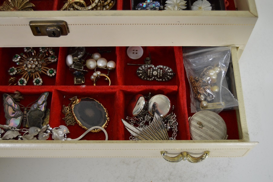 Assortment of Vintage Costume Jewelry in Jewelry Box