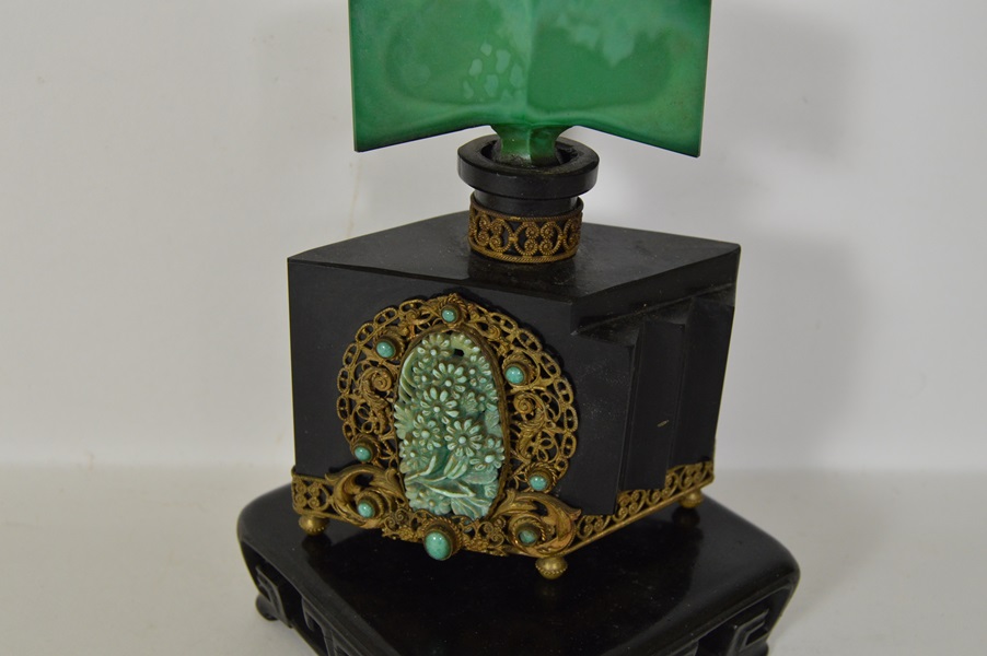Heinrich Hoffmann Art Deco Black Czech Perfume Bottle