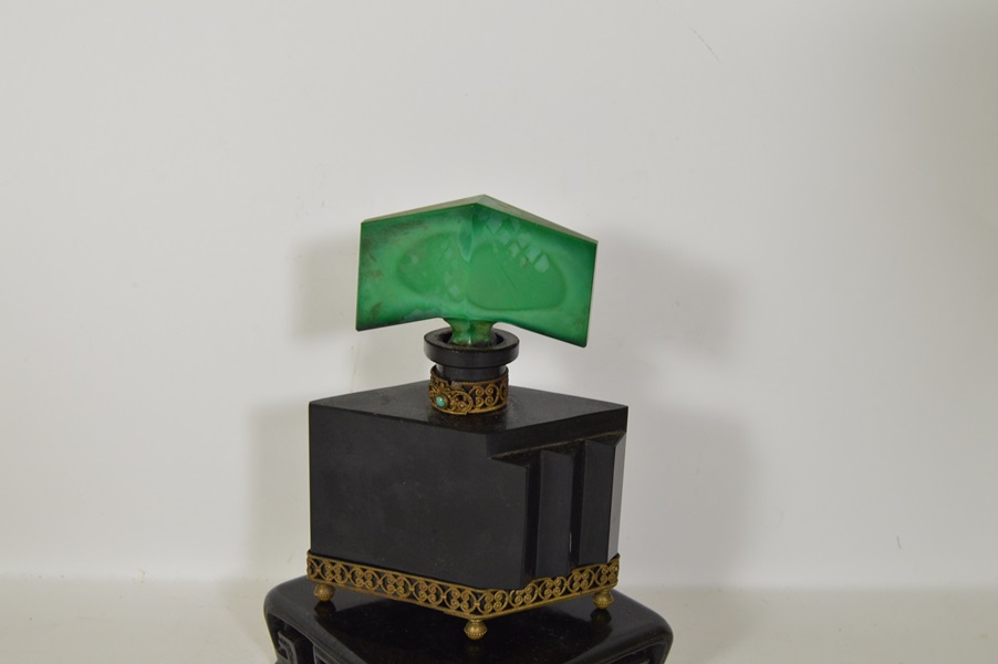 Heinrich Hoffmann Art Deco Black Czech Perfume Bottle