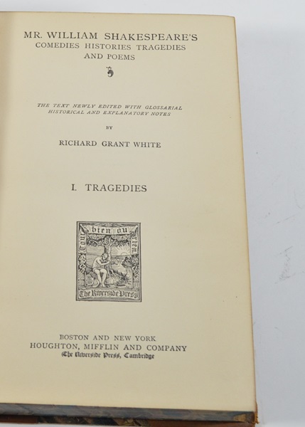 1883 Mr. William Shakespeare's  Comedies, Histories, Tragedies