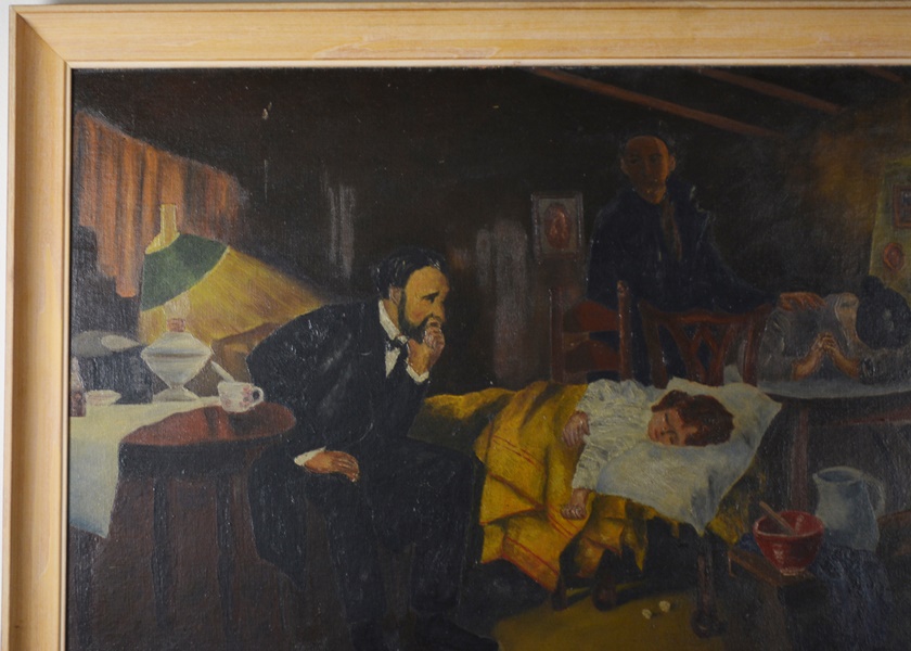 James Clayborne Original Oil Painting of a Sick Child