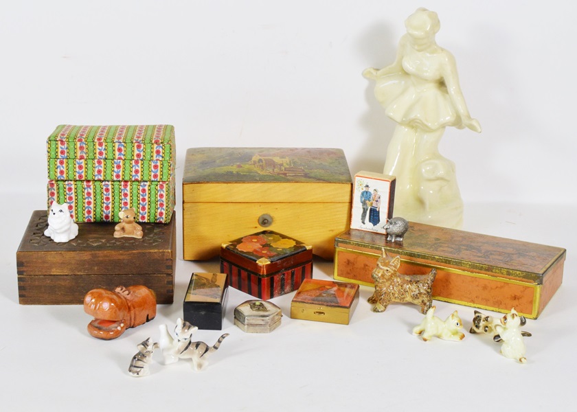 Assortment of Vintage Trinket Boxes and Figurines