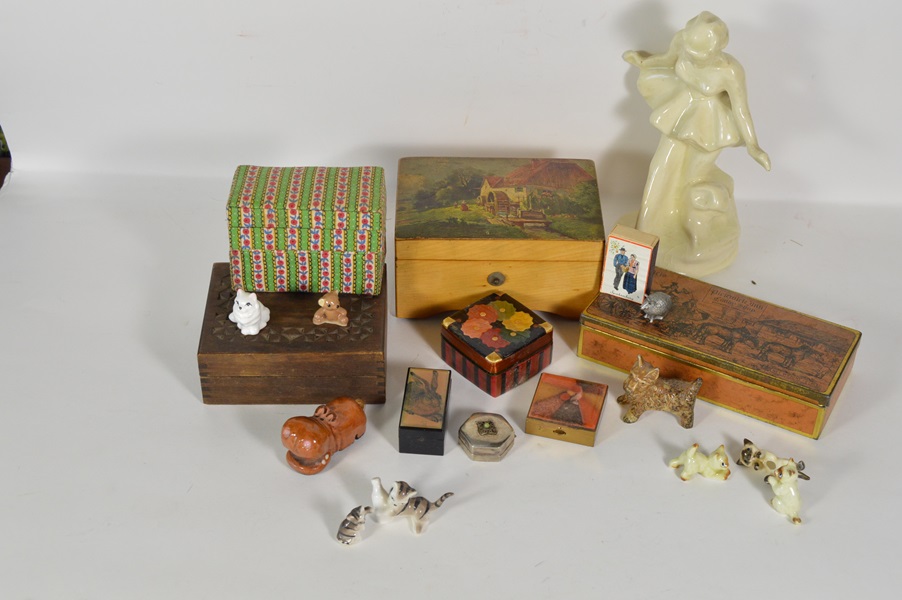 Assortment of Vintage Trinket Boxes and Figurines