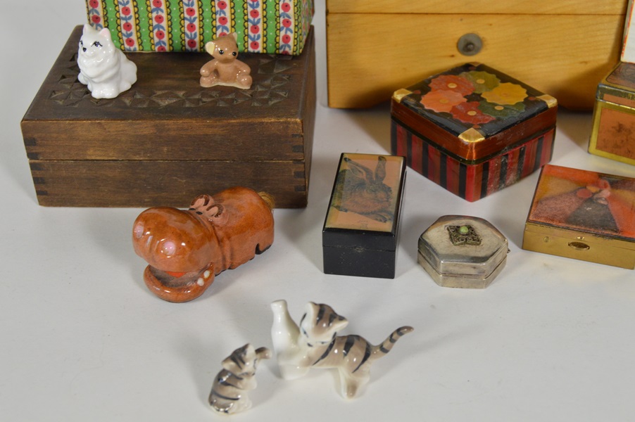 Assortment of Vintage Trinket Boxes and Figurines