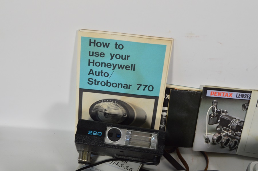 Three Pentax 35mm Cameras and Accessories