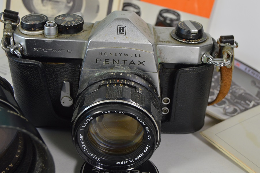 Three Pentax 35mm Cameras and Accessories