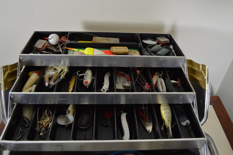 Vintage Fishing Tackle Box Fill with Lures and More