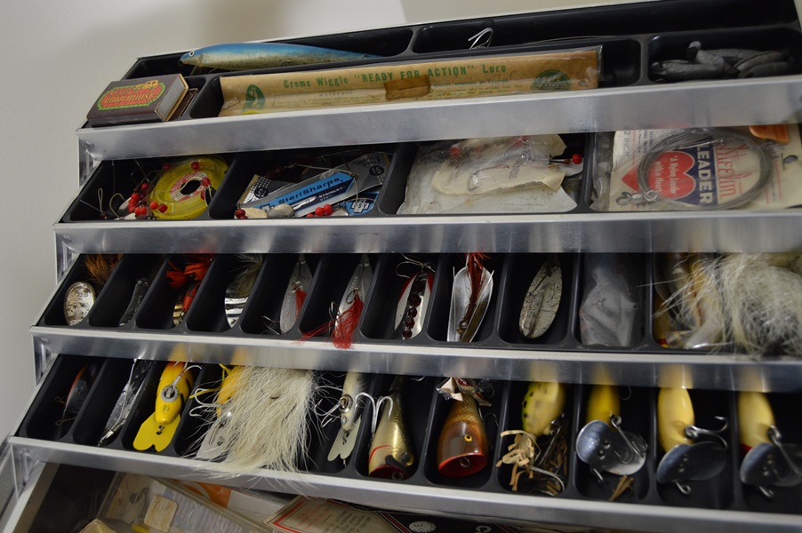 Vintage Fishing Tackle Box Fill with Lures and More