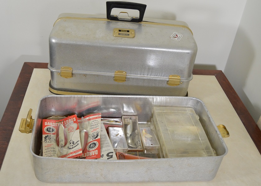Vintage Fishing Tackle Box Fill with Lures and More