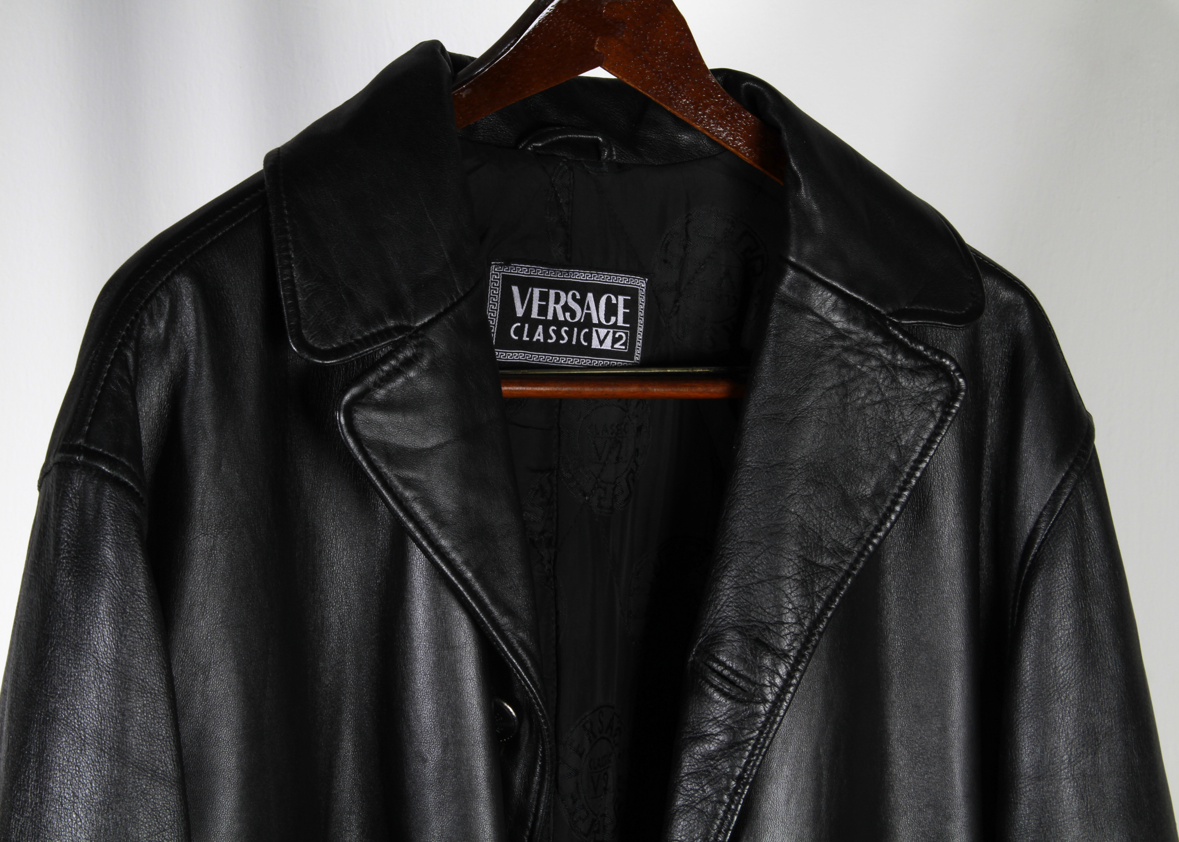Versace Classic V2 Men's Black Leather Coat