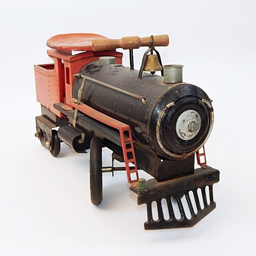 Vintage Keystone Steel Toy Ride On Train Locomotive