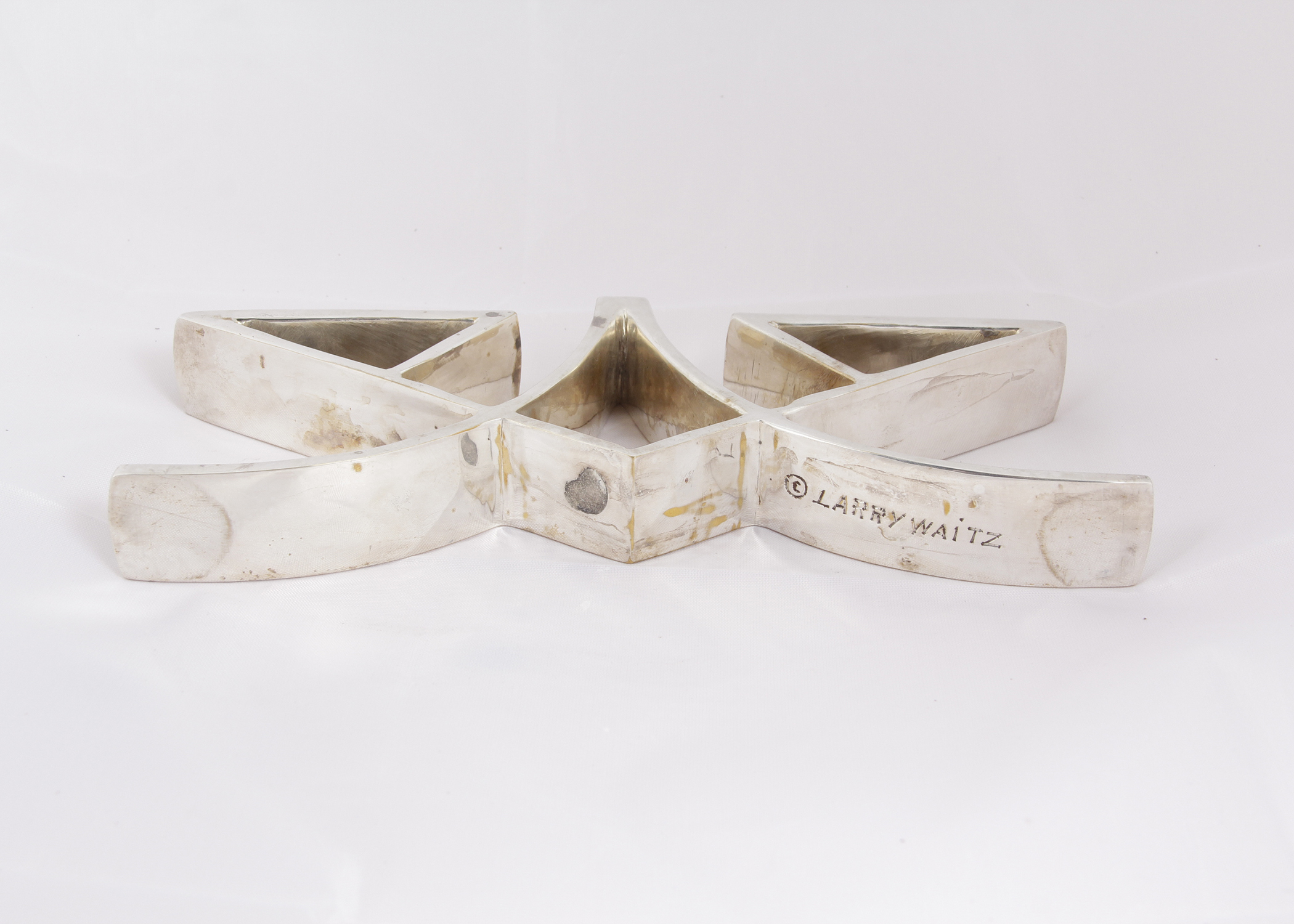 Mid Century Modern Larry Weitz Menorah with Velvet Box