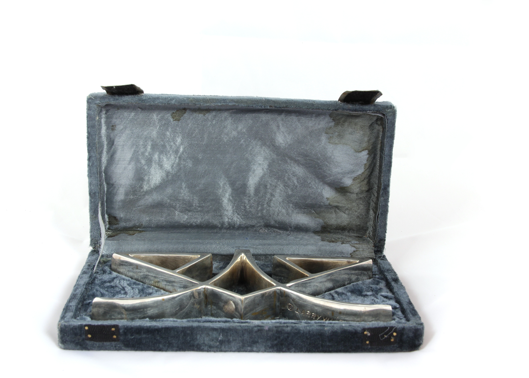 Mid Century Modern Larry Weitz Menorah with Velvet Box