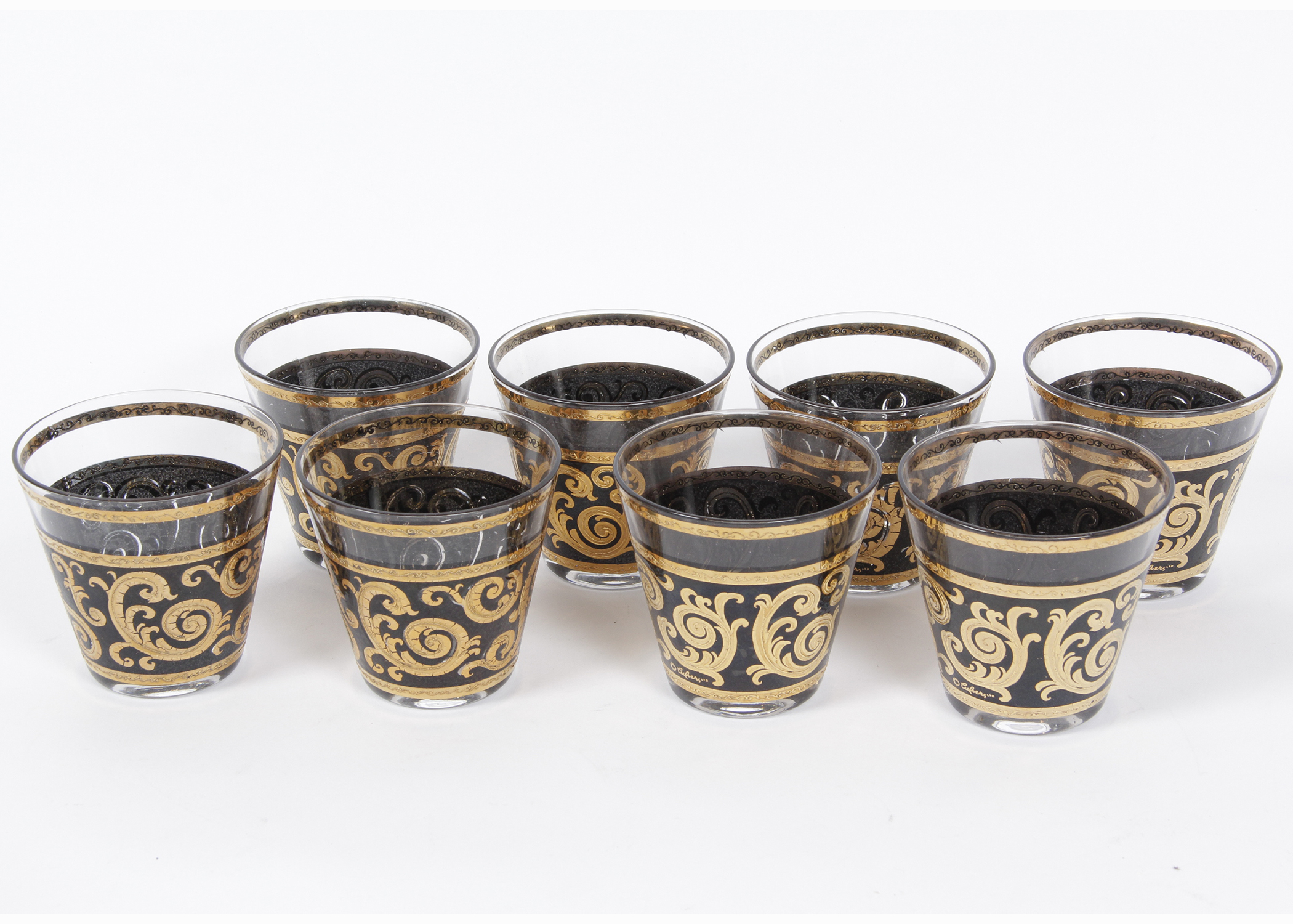 Mid-Century Culver Black and Gold Cocktail Glasses