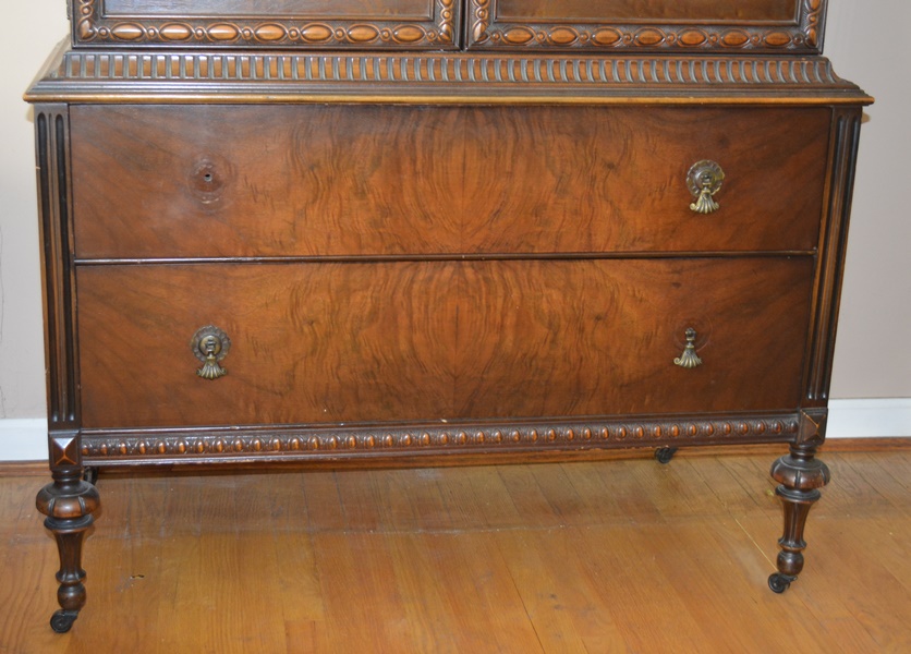Vintage Jacobean Revival Style Walnut High Dresser