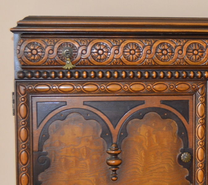 Vintage Jacobean Revival Style Walnut High Dresser